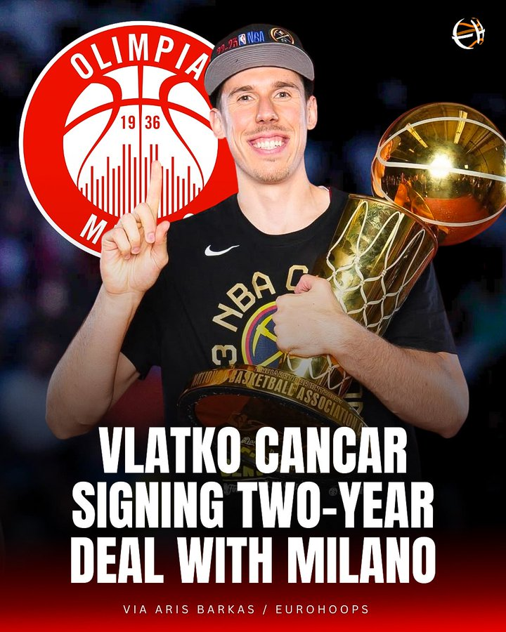 离开NBA！掘金前锋钱查尔与米兰奥林匹亚签下2年合同